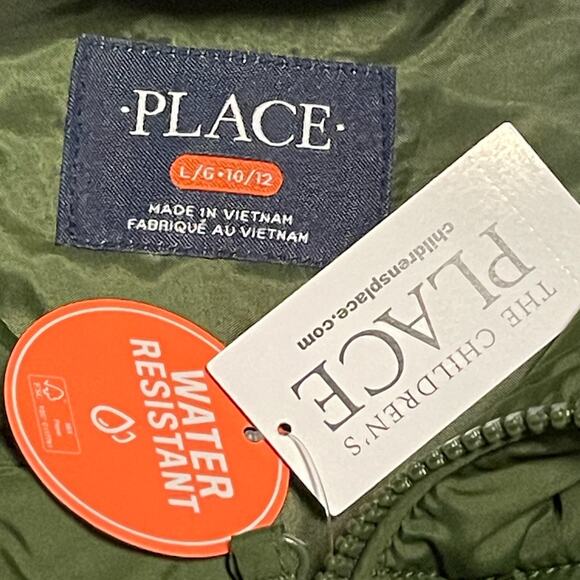 The Children's Place Boys Puffer Jacket (Size Large/10-12)Green, Water-Resistant - Picture 3 of 6